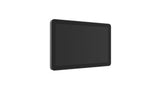 An image of the front of the Logitech Tap Scheduler in graphite. The screen is off.