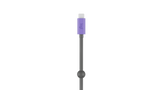 A product image of the Logitech Extend USB-C cable. The USB-C connector is purple and features a Logitech logo. The cable is a charcoal grey colour.